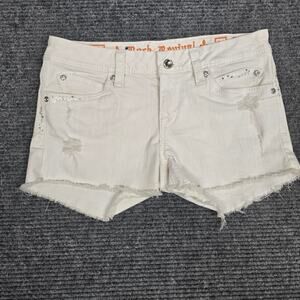 Rock Revival Charlotte Womens Shorts 28 White Distressed Rhinestone Cutoff